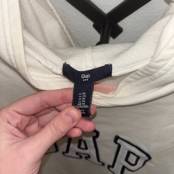 GAP Ivory Logo Pullover Hoodie Sweatshirt Casual Streetwear XL Relaxed Fit Comfy - Picture 3 of 4